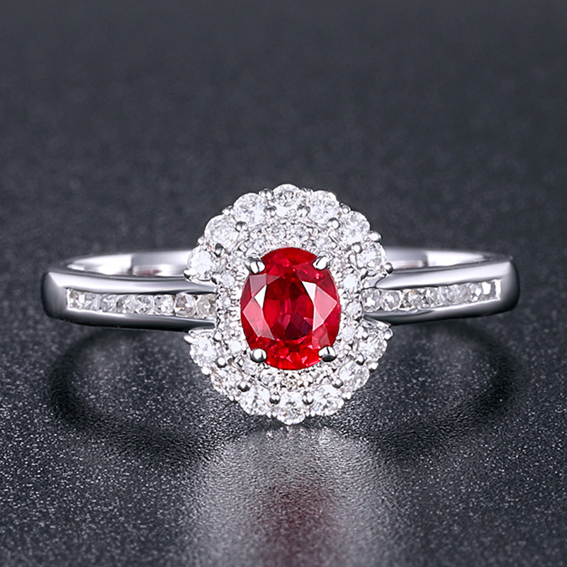 欧采妮红宝石18k白金伴钻宝石戒指 oucerny欧采妮手饰