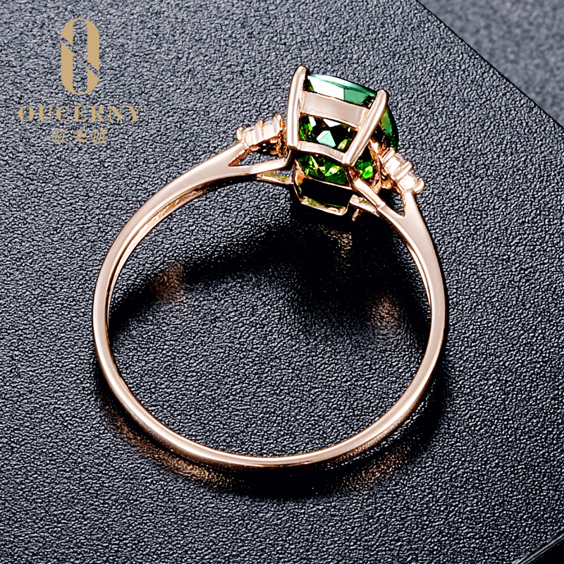 欧采妮18k金透辉石女镶嵌彩宝指环 oucerny欧采妮手饰