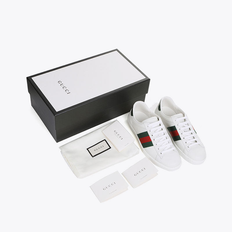 gucci /古驰牛皮撞色条纹装饰男鞋 万奢城休闲板鞋