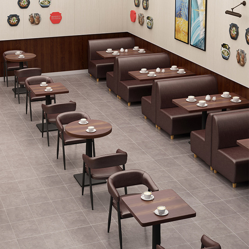 奶茶甜品店桌椅组合清酒吧简约休闲西餐咖啡厅火锅店靠墙卡座沙发 - 图0
