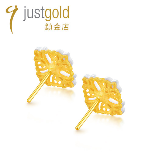 justgold镇金店花之魅影黄金足金耳钉耳环（含耳堵）1322741Y - 图1