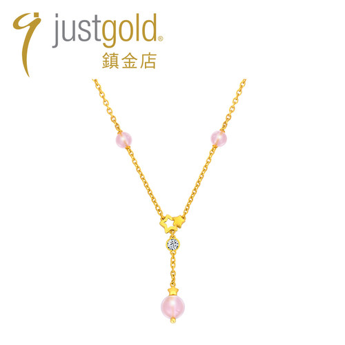 justgold镇金店闪闪星辰轻巧版黄金足金项链套链1419141Y - 图1