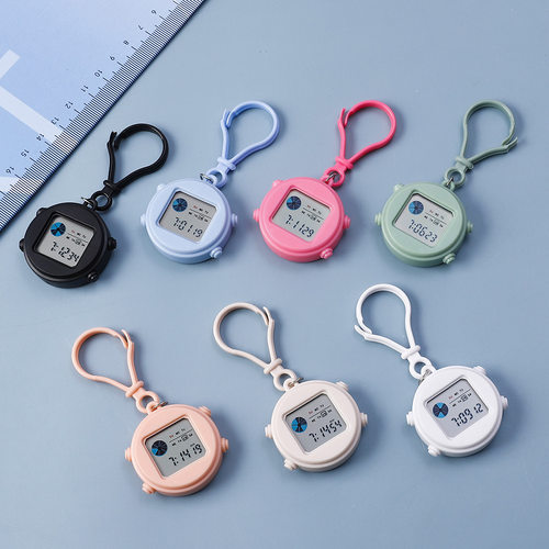 ins网红圆形考试手表学生专用多功能运动秒表挂表迷你夜光电子表 - 图0