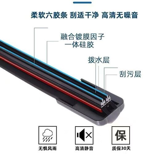 六层胶条雨刮器原厂汽车专用前后雨刷片刮雨条静音通用型新能源车 - 图2