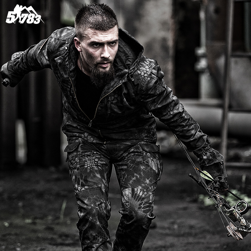 51783 Military fan outdoor python pattern jungle suit suit men's waterproof and wear-resistant slim-fit tactical training clothing