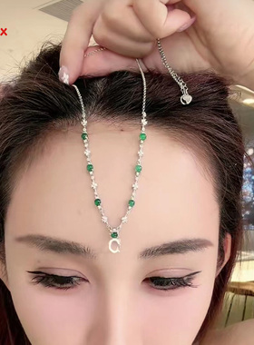 s925银镶翡翠雪花项链配链万能链挂坠链