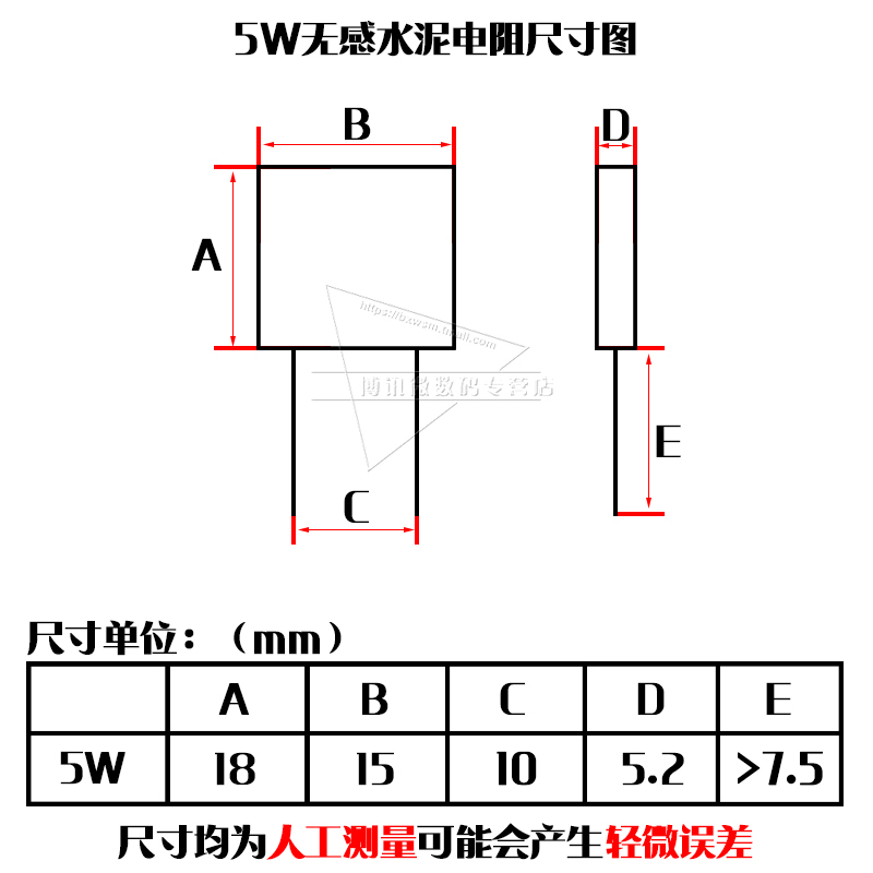 5W陶瓷无感水泥电阻0.1/0.015/0.2/0.022/0.25/0.03欧/0.047R/0.5-图1