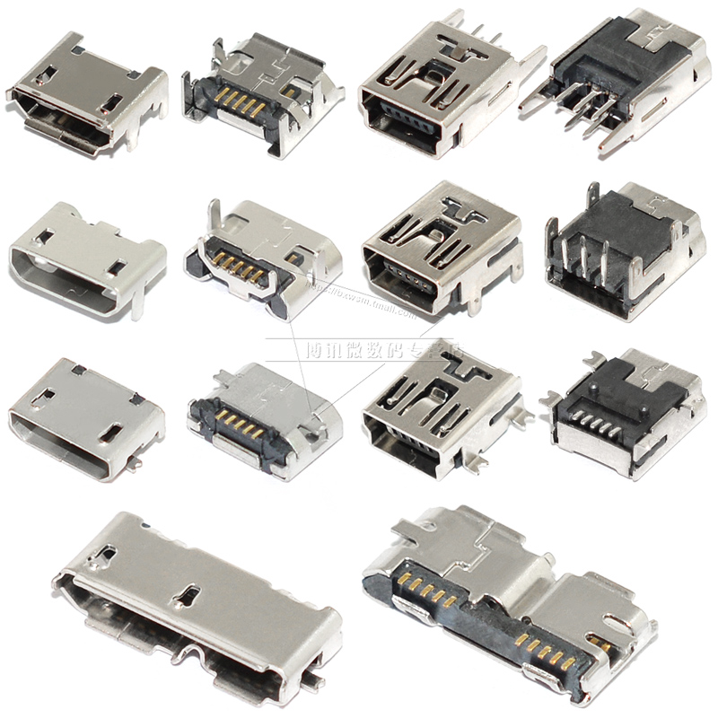 USB接口母座MICRO接头连接器5P贴片直插弯针立式迷你MINI USB插座-图1