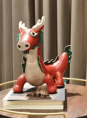 zuny台湾手工皮质动物摆件简约设计生肖龙 书挡门挡 新年生日礼物
