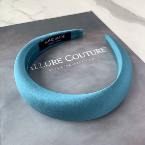 韩国进口高级感蓝色缎面高颅顶宽发箍春夏厚海绵头箍压发卡头饰女 - 图1