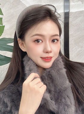 复古高级感毛绒高颅顶宽发箍女