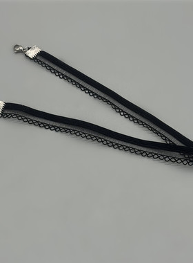 鞠婧祎同款黑色弹力蕾丝项圈项链