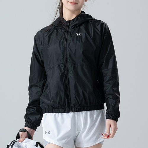 UA安德玛外套女士健身运动跑步夹克新款户外冲锋防风衣梭织上衣 - 图0