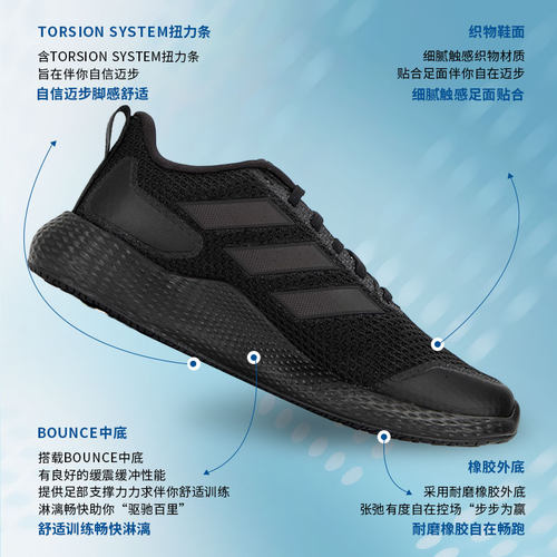 幸运叶子丨阿迪达斯官网旗舰店男鞋秋新款运动鞋bounce黑武士网面 - 图2