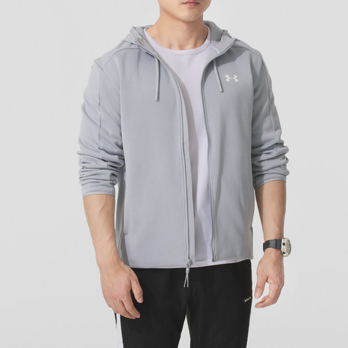 UA安德玛针织外套男装秋季新款连帽运动服跑步训练服休闲男士夹克 - 图0