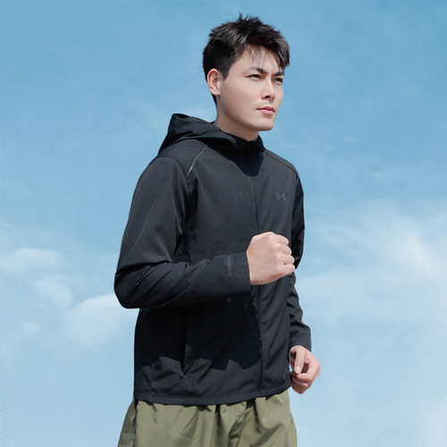 UA安德玛运动套装男士秋季跑步训练连帽外套夹克长裤休闲直筒裤 - 图0