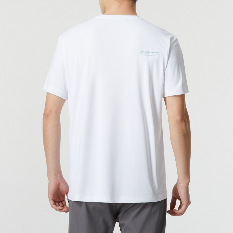 斯凯奇男圆领短袖夏季新款白色透气半袖运动快干上衣T恤P224M029 - 图0