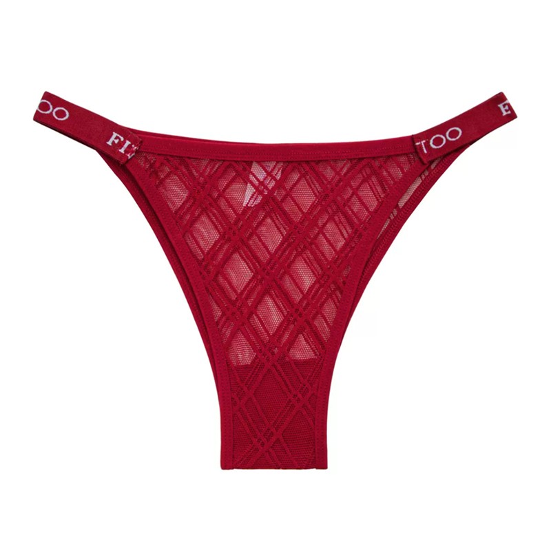 法式蕾丝内裤女性感镂空低腰半包臀红色本命年圣诞好运女生三角裤 - 图3