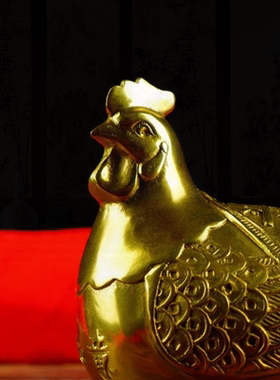 纯铜金钱母鸡下蛋鸡摆件