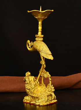 铜蜡烛台摆件黄铜一对中式复古