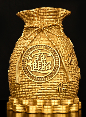 纯铜存钱罐摆件铜黄金袋客厅