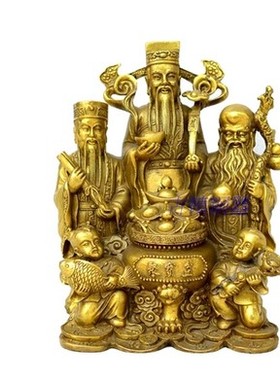 风水黄铜财神开业礼品福禄寿三星
