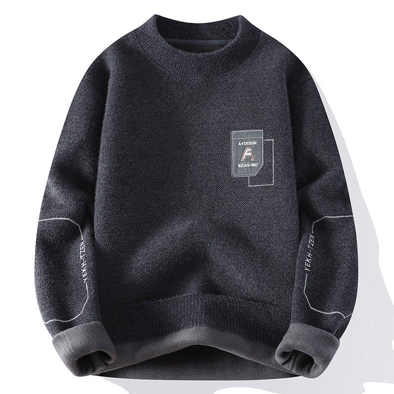 秋冬款一体绒半高领毛衣男士加绒加厚保暖宽松针织打底衫冬季上衣,淘宝优惠券,粉丝福利购,淘宝优惠卷