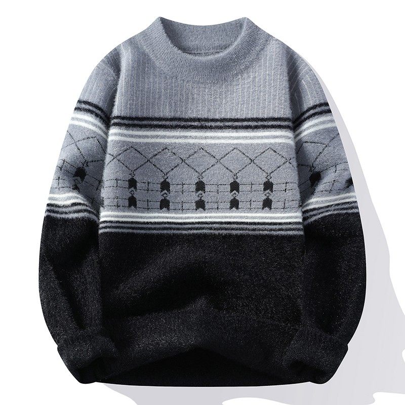 秋冬季水貂绒毛衣男加绒加厚青少年高中学生半高领保暖针织打底衫,淘宝优惠券,粉丝福利购,淘宝优惠卷