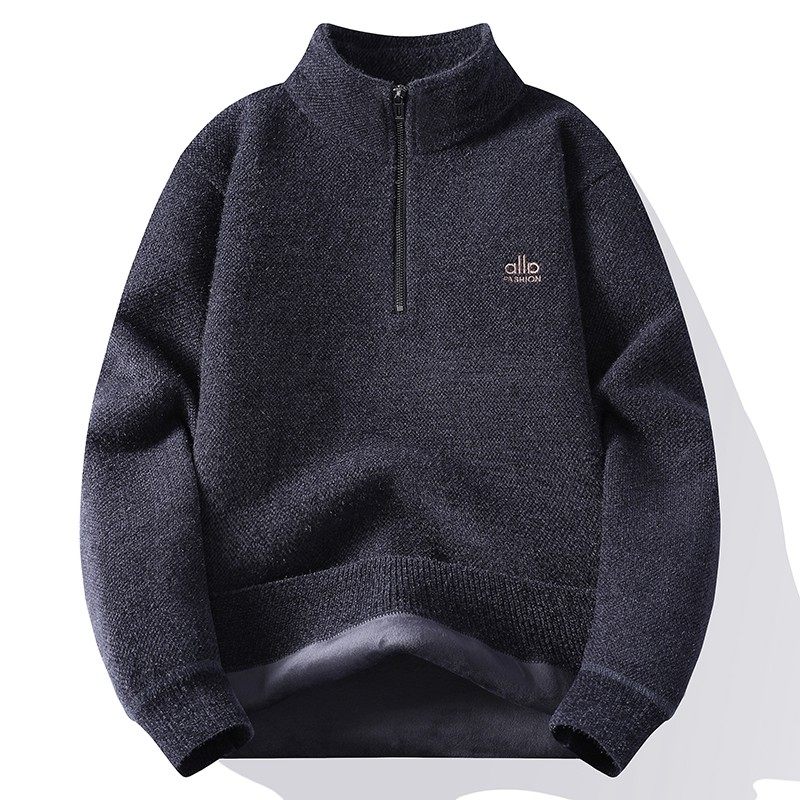 半拉链冬季加绒加厚立领毛衣男士2025新款半高领卫衣保暖上衣内搭,淘宝优惠券,粉丝福利购,淘宝优惠卷