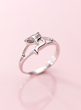 韩版时尚个性风小狐狸镂空戒指