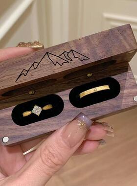 925银拉丝方钻星芒戒指女复古中古风叠戴组合轻奢高级感新款