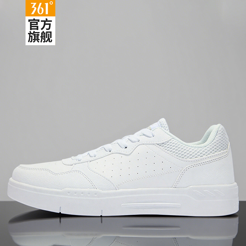 361板鞋男鞋2025春秋新款皮面防水小白鞋男士轻便运动低帮休闲鞋 - 图0