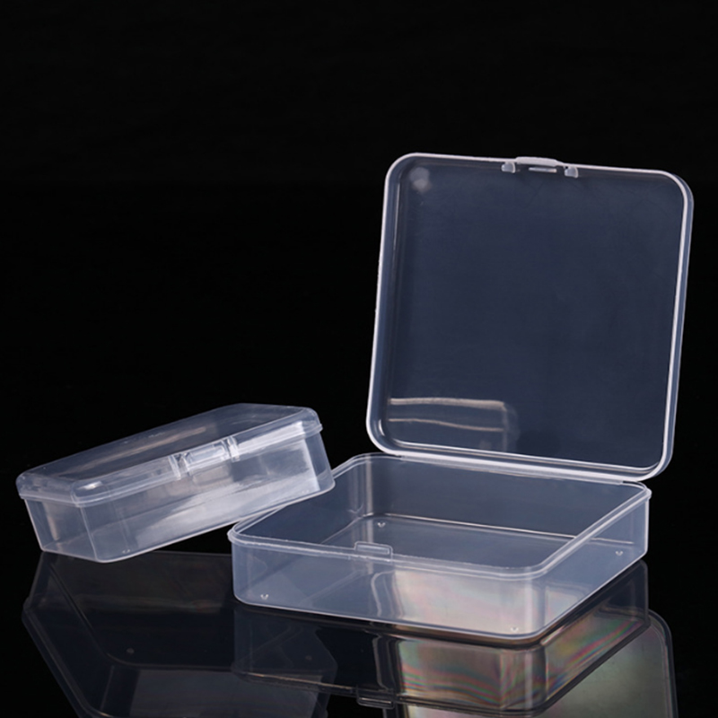 正方透明塑料小盒收纳盒带翻盖零件盒元件盒螺丝配件盒首饰盒桌面-图0