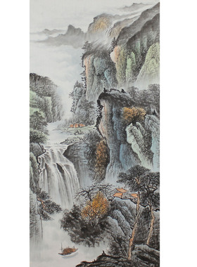 四尺竖幅水墨山水纯手绘国画玄关字画客厅办公室装饰画挂画未裱画