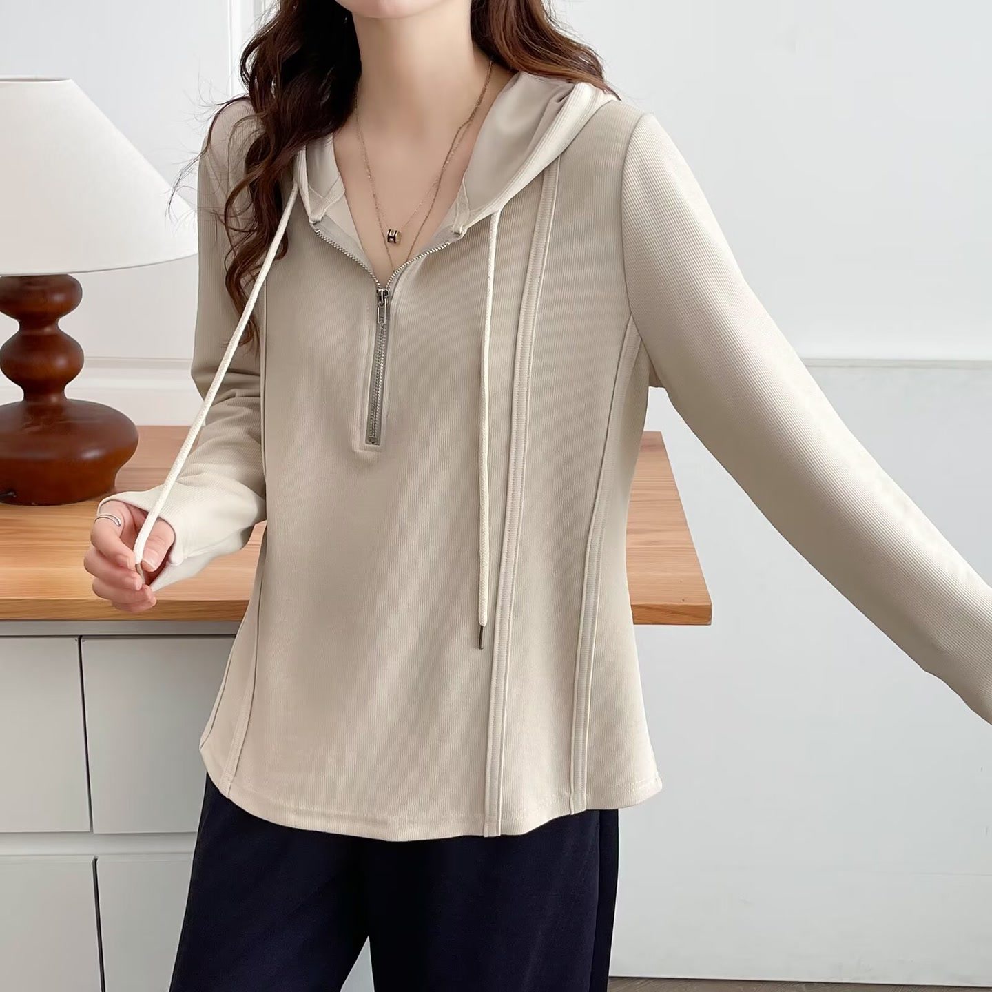 清仓捡漏~专柜撤回外贸休闲半拉链连帽卫衣减龄显瘦宽松女上衣秋,淘宝优惠券,粉丝福利购,淘宝优惠卷