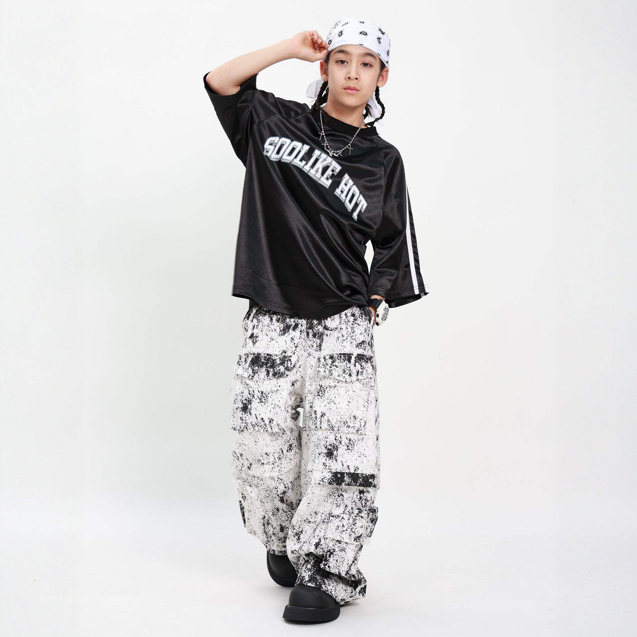 SWAG儿童街舞潮服套装男童嘻哈帅气短袖裤子hiphop街舞演出服夏季,淘宝优惠券,粉丝福利购,淘宝优惠卷