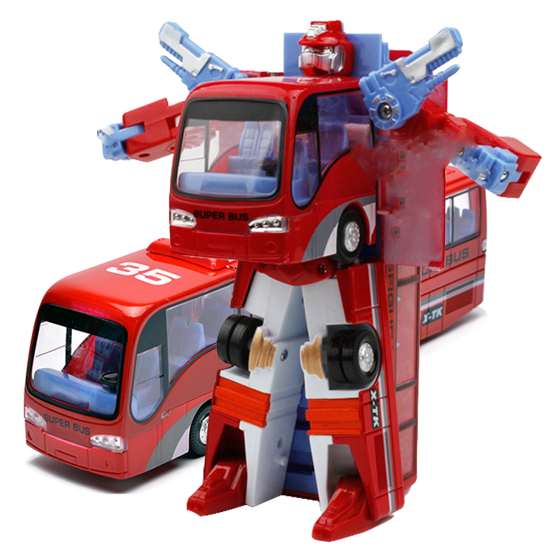 美致汽车模型变形机器人小型巴士汽车人儿童玩具车公交车模型摆件 - 图1