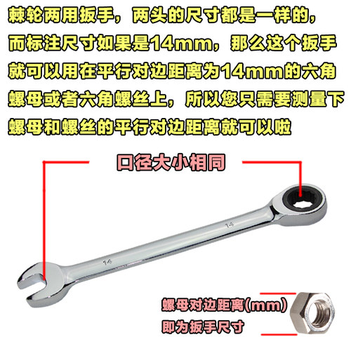 快速棘轮扳手两用开口梅花14/17/19mm自动汽车维修呆板手五金工具 - 图1