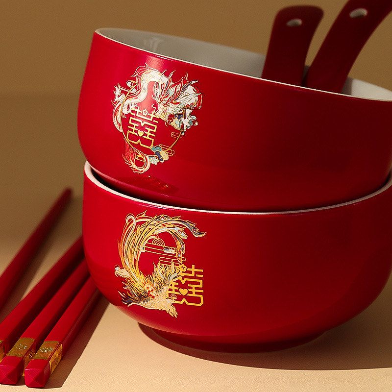 Change the mouth toast tea cup wedding suit a pair of bowls and chopsticks