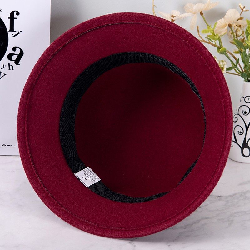 中老年女士礼帽酒红春秋季毛呢盆帽中年女帽春天妈妈帽大檐遮阳帽,淘宝优惠券,粉丝福利购,淘宝优惠卷