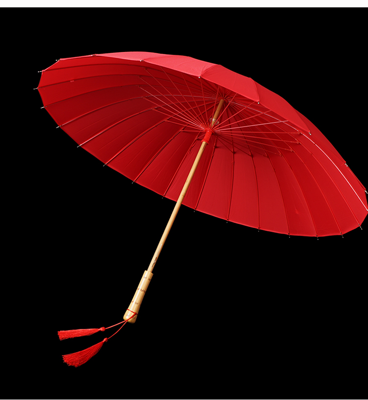红色伞婚庆结婚用红雨伞新娘出门出嫁喜庆蕾丝长柄铝合金复古中式 - 图3