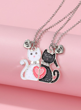 创意小猫情侣项链一对