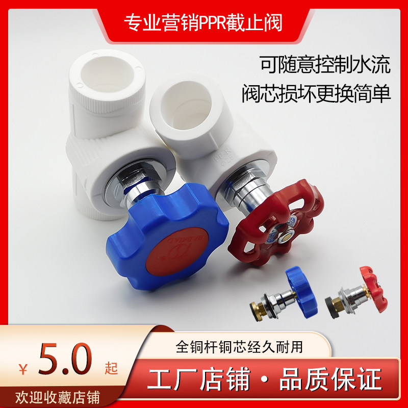 ppr截止阀闸阀4分6分1寸20 25 32自来水管开关全铜阀芯热熔连接_虎窝淘