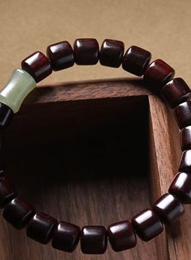 适用晶湖天然印度小叶紫檀手串男女黑檀木佛珠血檀木手链文玩竹节