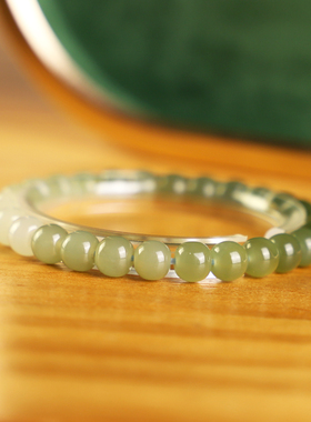 和田玉老型珠手串7x6mm素圈