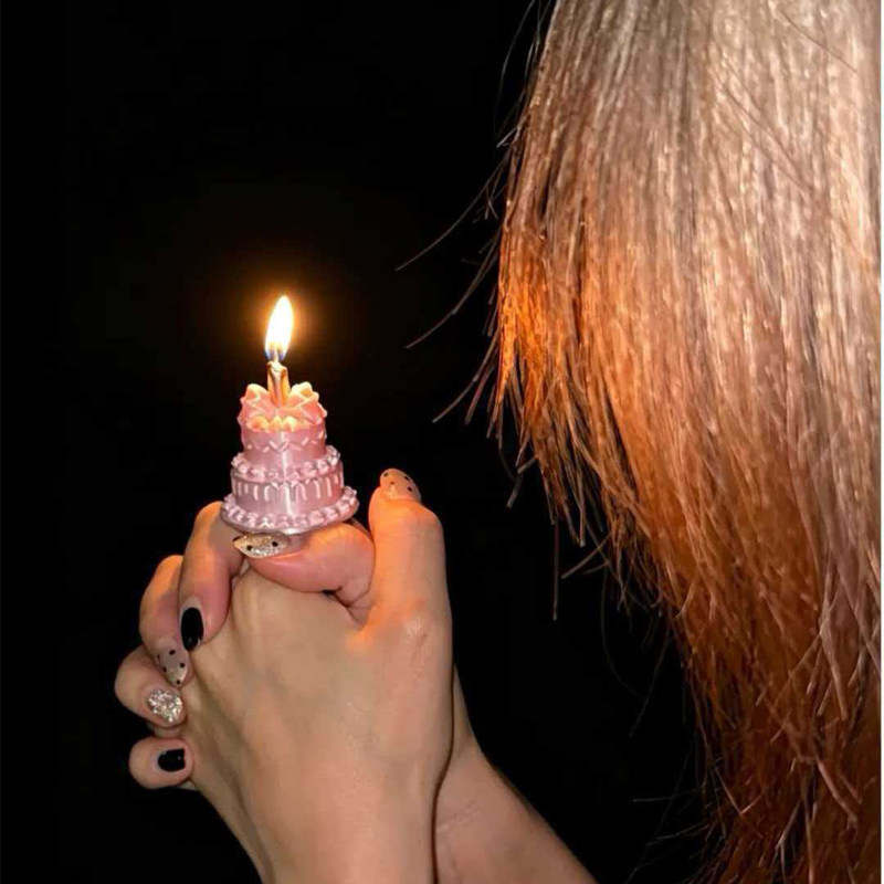 Birthday artifact, creative 3D printed silk candle ring, dreamy cake creative decoration