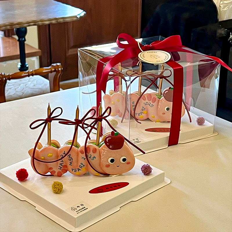 卡通手绘蛇年DIY多巴胺小旗插件插牌雨丝双层夹心饼干甜品蛋糕,淘宝优惠券,粉丝福利购,淘宝优惠卷