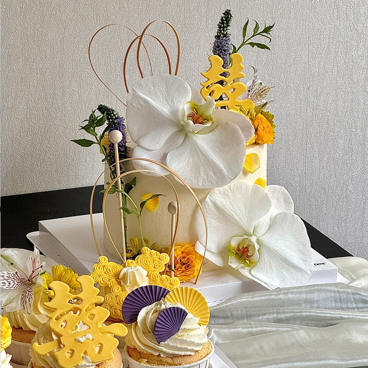 新中式订婚结婚纸杯甜品台蛋糕装饰古风蝴蝶兰竹条喜字插件摆件,淘宝优惠券,粉丝福利购,淘宝优惠卷