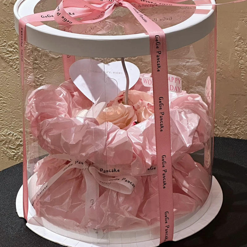 2.14情人节粉色玫瑰花束珠光粉色围边卡片甜品蛋糕装饰透明蛋糕盒,淘宝优惠券,粉丝福利购,淘宝优惠卷