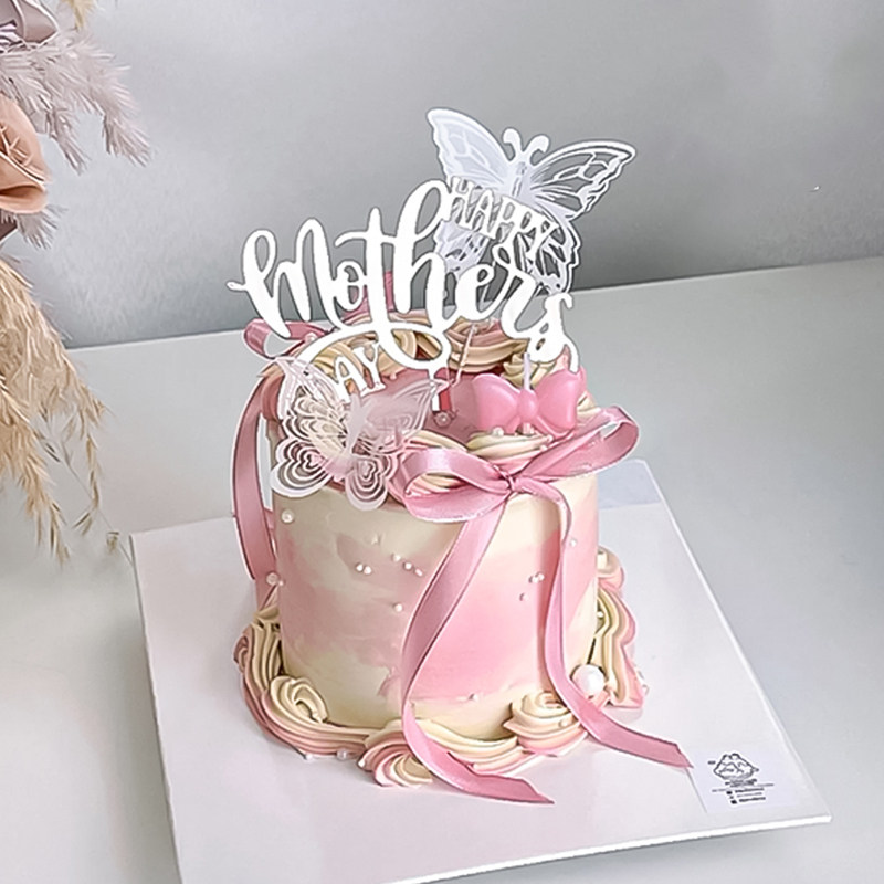 温柔古风母亲节蛋糕装饰中式福字折扇英文亚克力爱心卡丝带送妈妈,淘宝优惠券,粉丝福利购,淘宝优惠卷